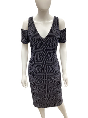 Nicole Miller Size 6 Black Print Dress