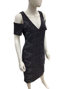 Nicole Miller Size 6 Black Print Dress