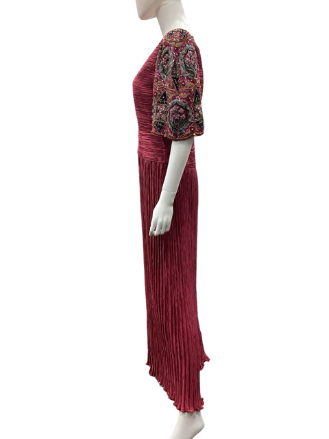 Mary McFadden Couture- Vintage Size 8 wine Dress