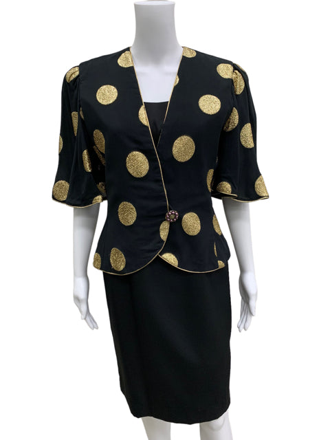 Vintage Size S/M Black & Gold Dress