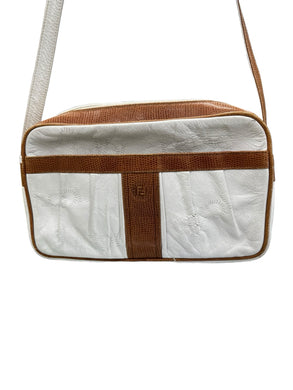 FENDI white & brown Purse